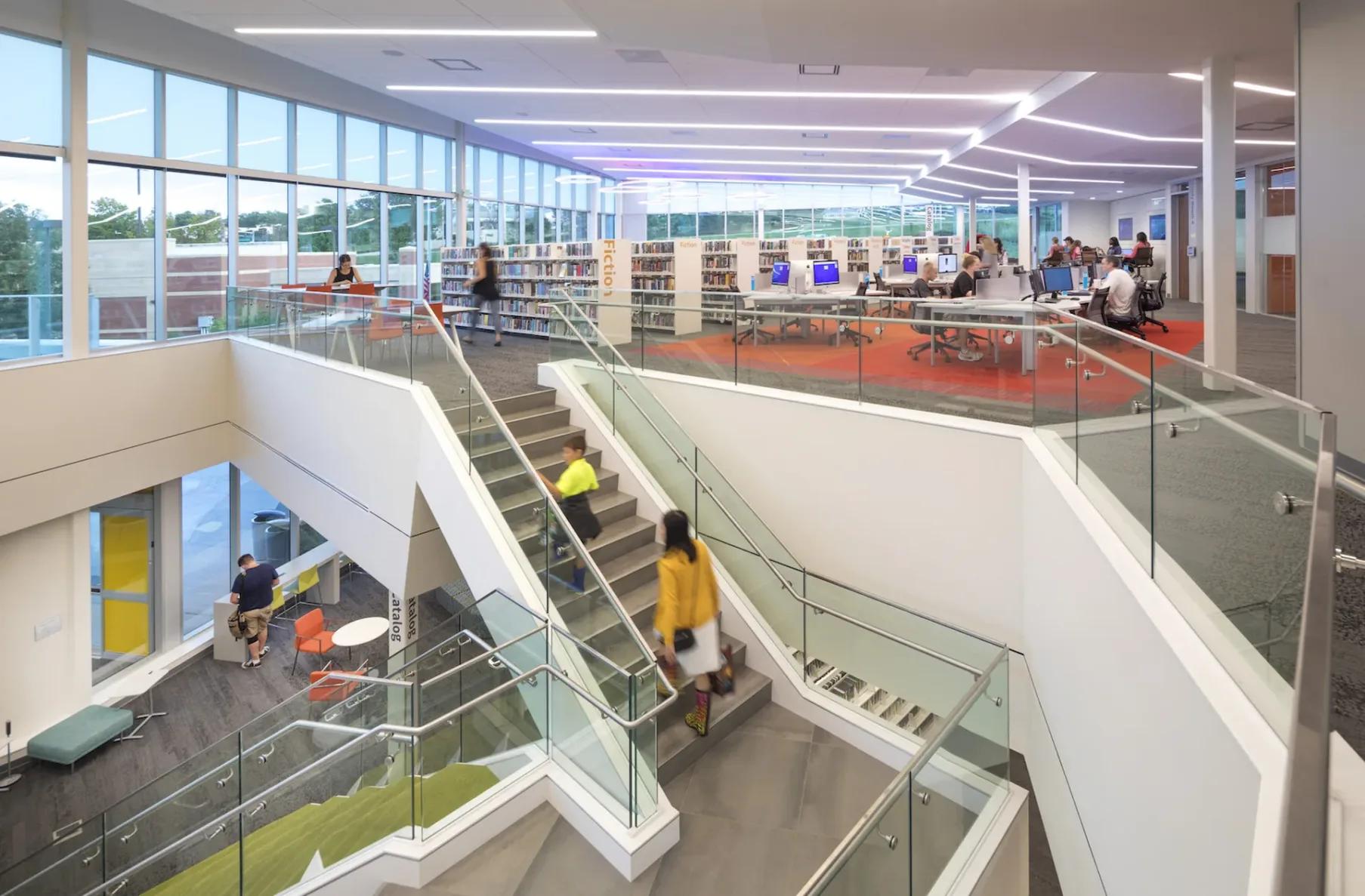 Johnson county monticello library staircase up to the 3rd floor