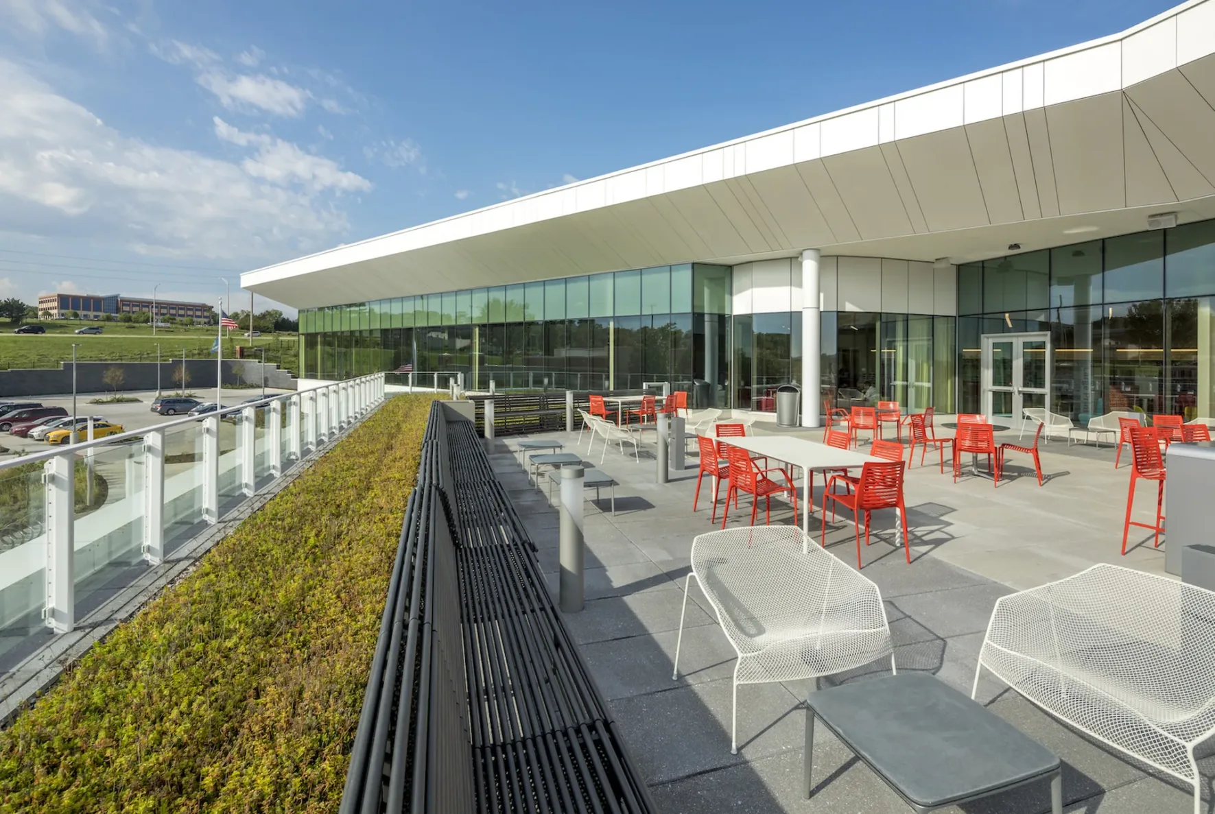 Johnson county monticello library outdoor seating terrace