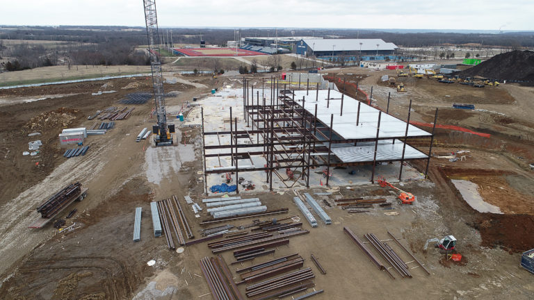 Project site getting steel beams