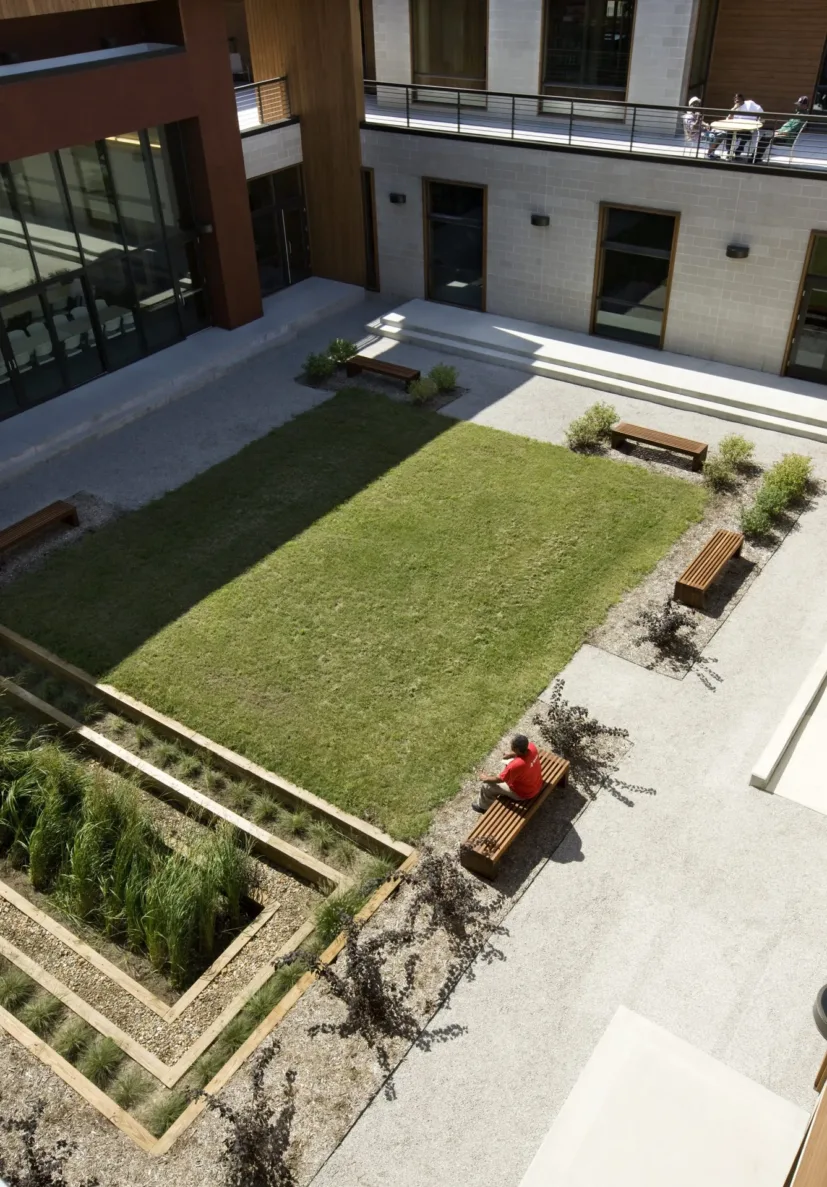 Courtyard of City Union Mission in Kansas City