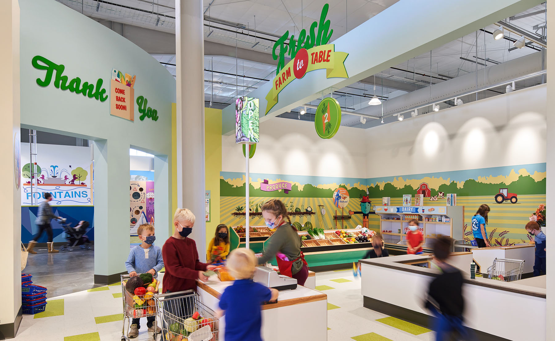 Supermarket farm to table children's museum at Wonderscope