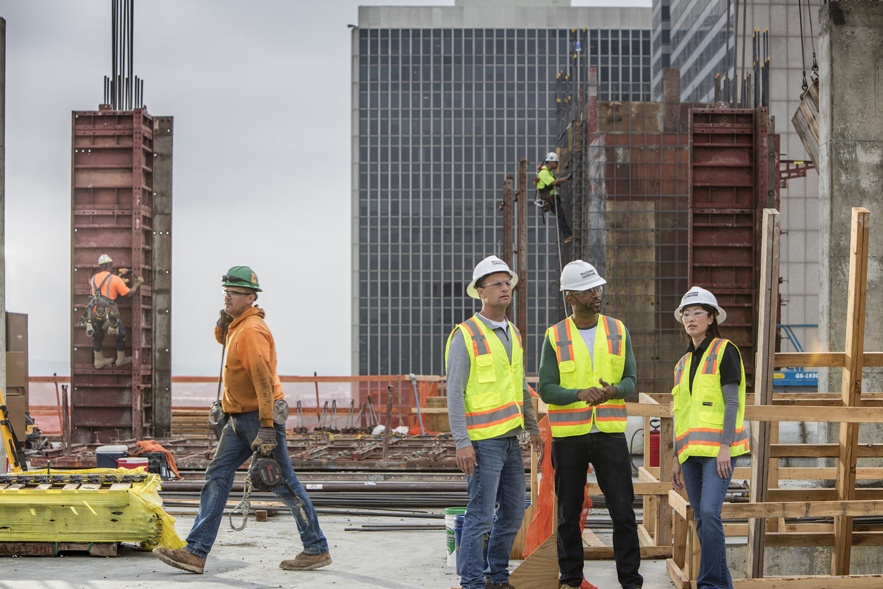 construction workers inspecting a jobsite