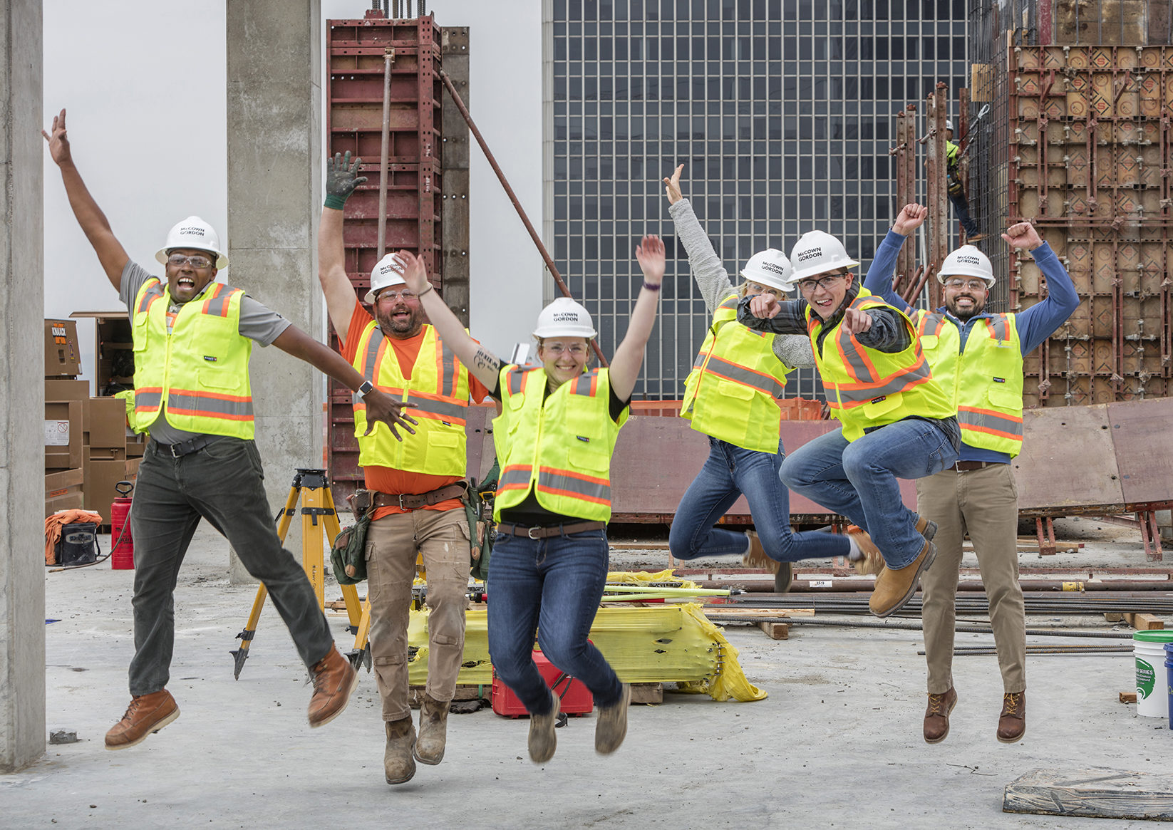 McCownGordon Construction workers having fun on a job site. Voted a great place to work