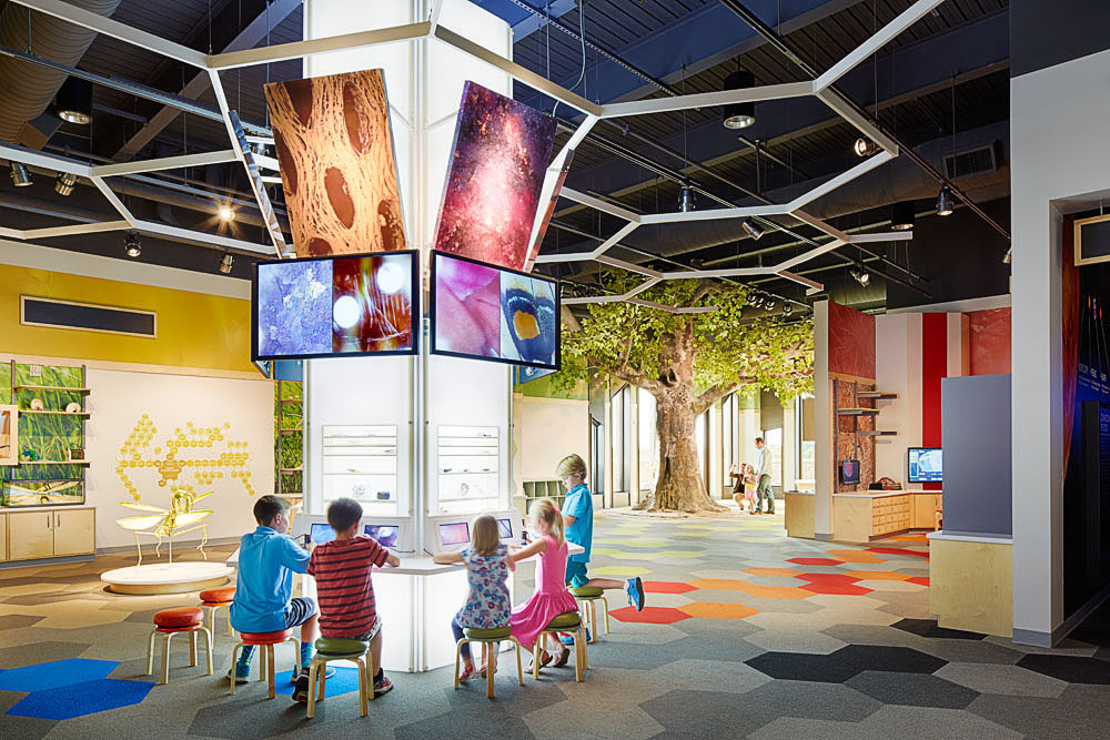 Children learning at Prairiefire Museum built by McCownGordon Construction in Overland Park, Kansas