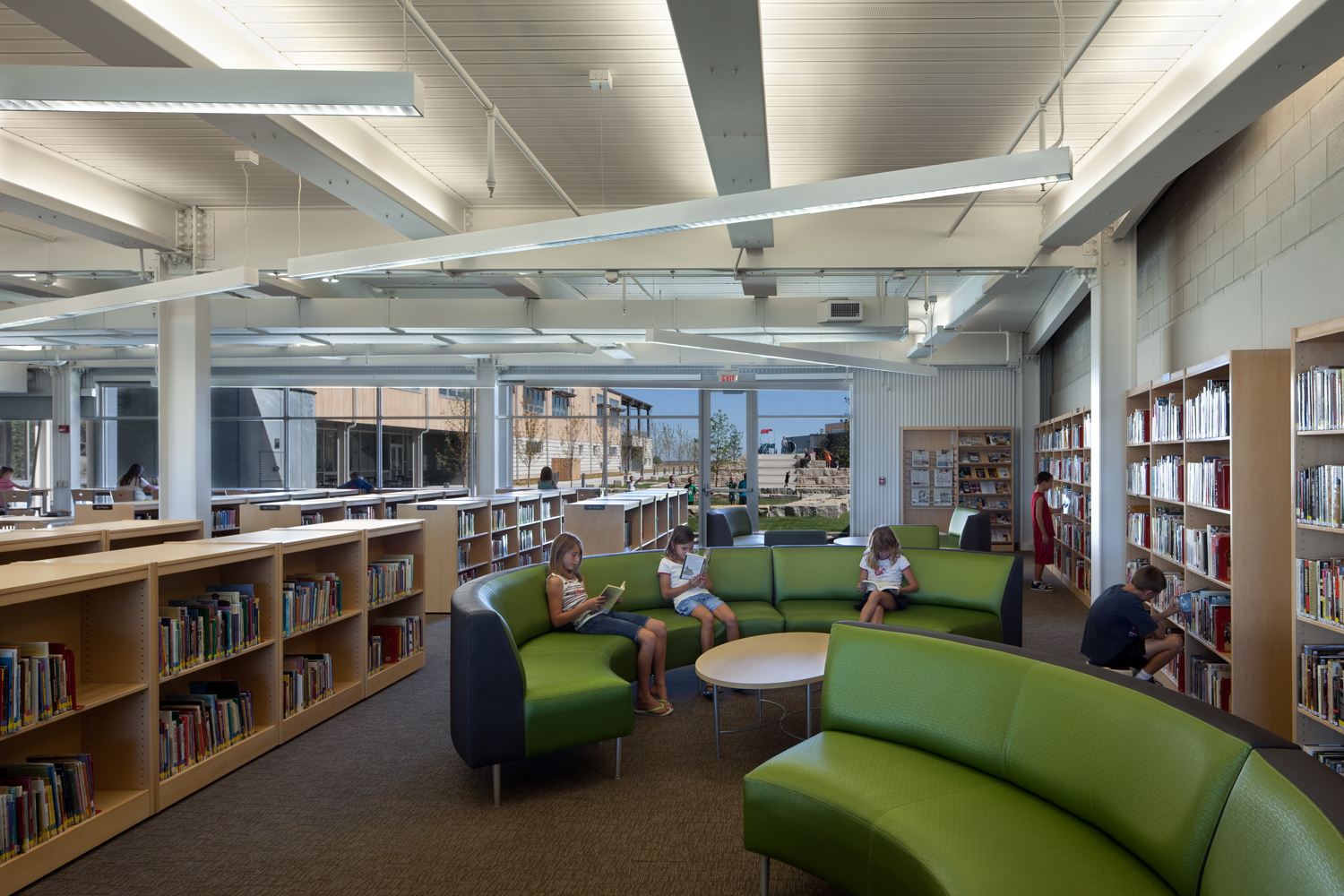 Inside the library at Greensburg School, built by McCownGordon