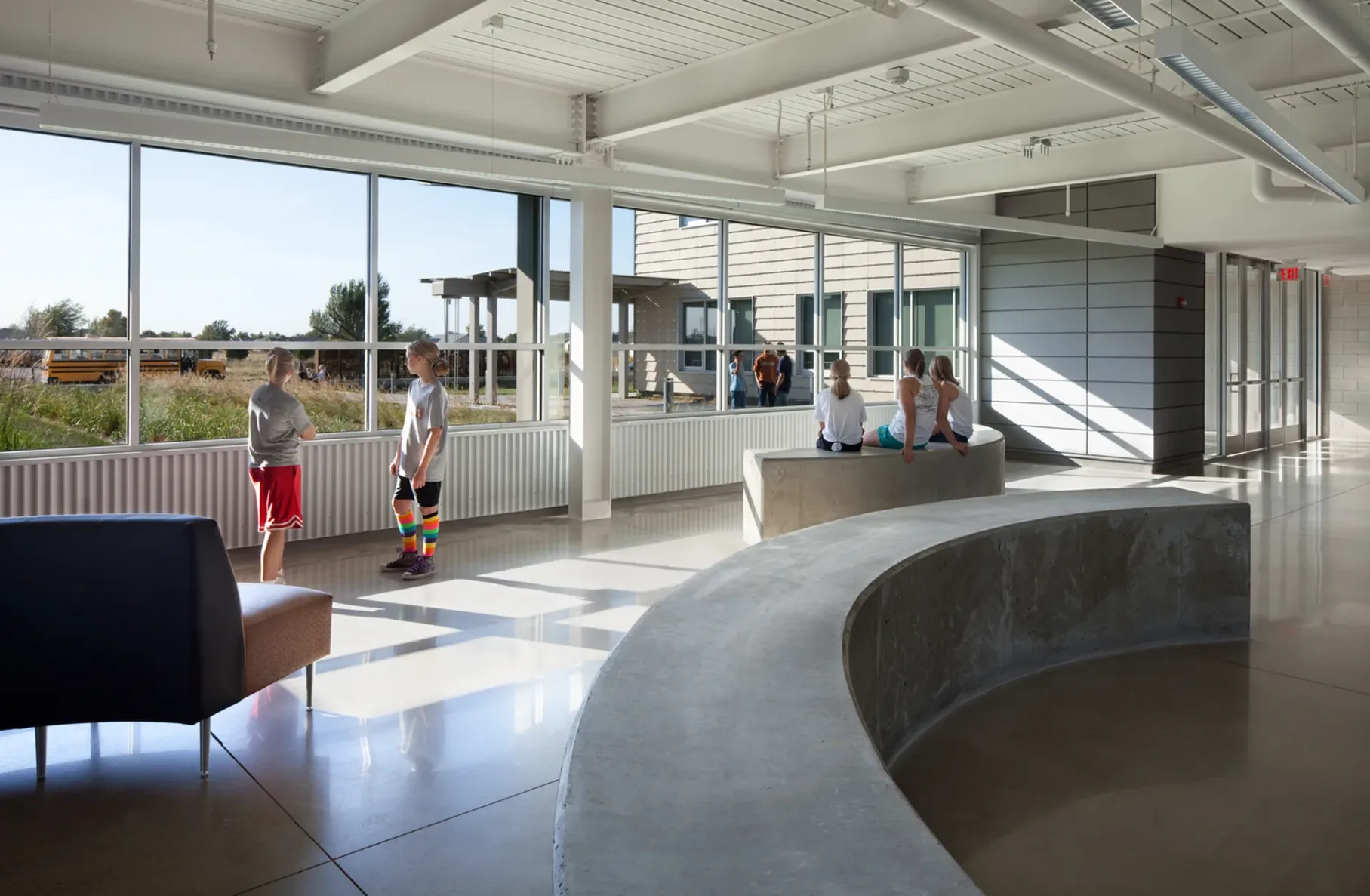 A lobby area at Greensburg School