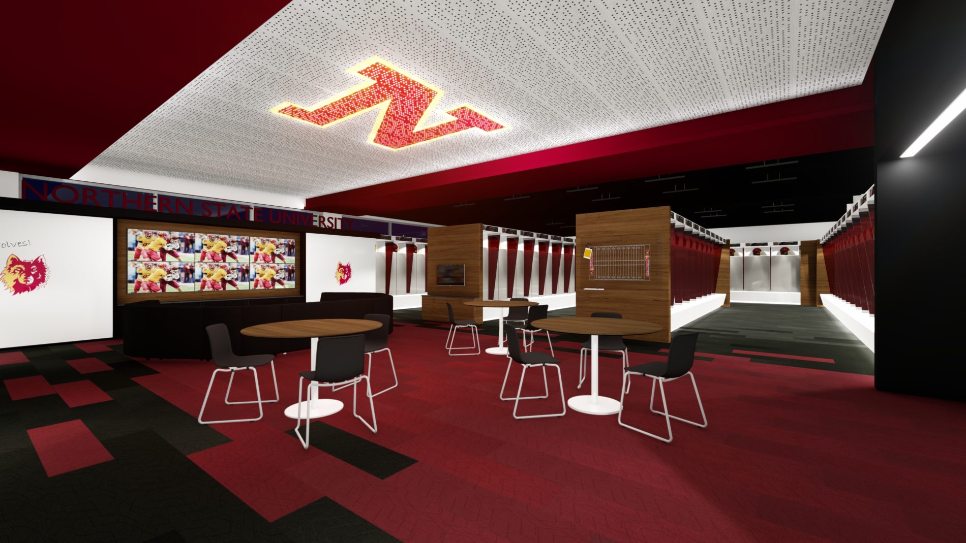 A rendering of the locker rooms at the NSU Regional Athletic Complex