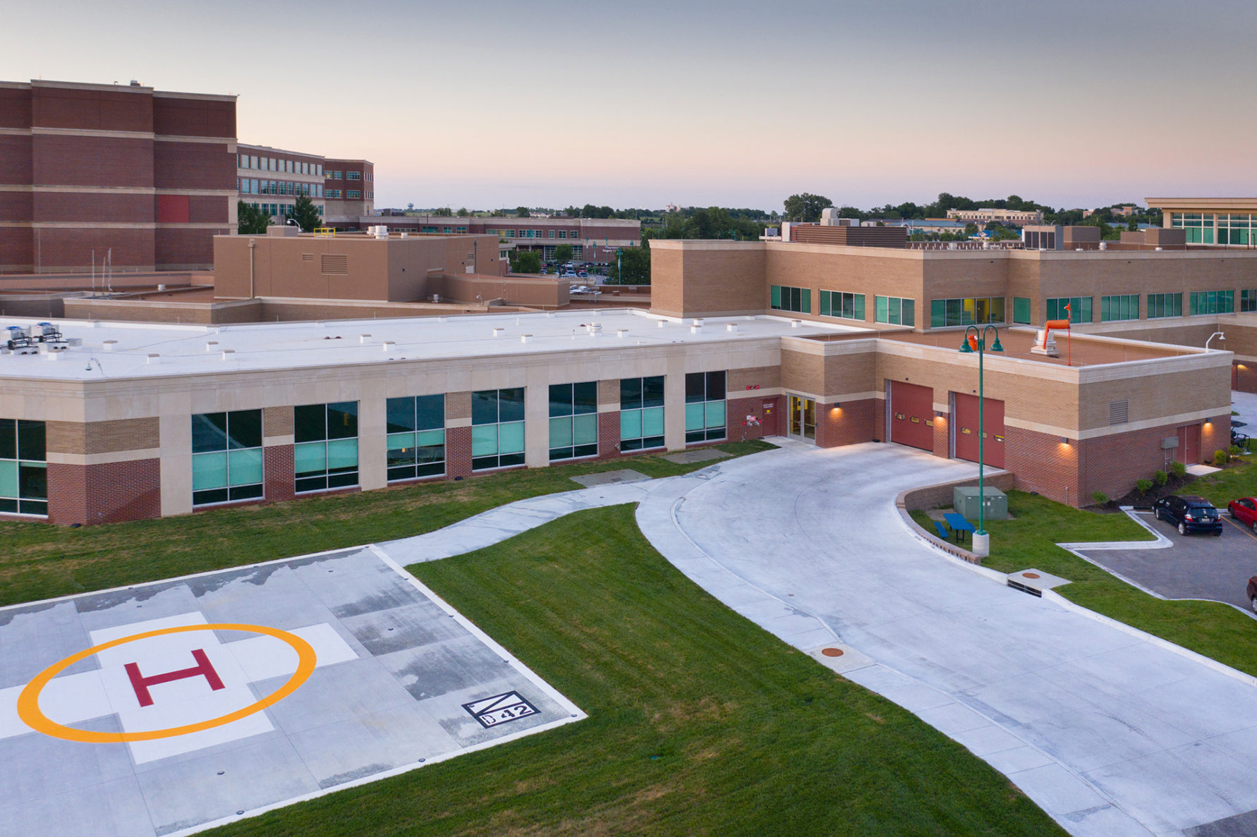 Helicopter landing pad at Saint Luke's East built by McCownGordon Construction