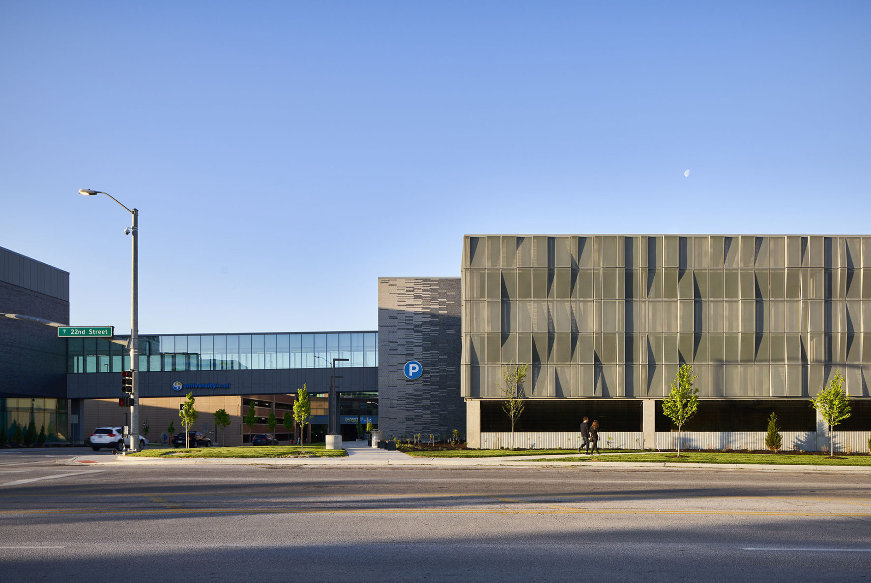 Parking garage and bridge to Exterior of Truman Medical Center