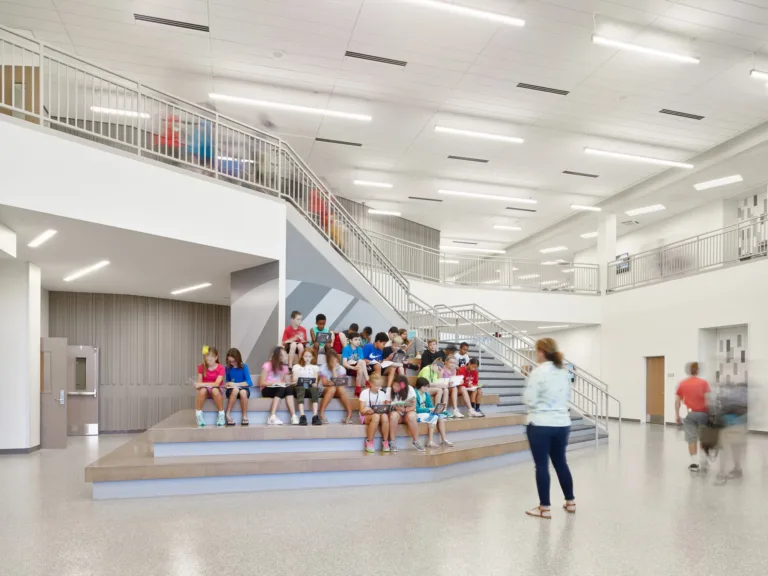 Students learning on learning stairs at Olathe USD 233 Summit Trail Middle School