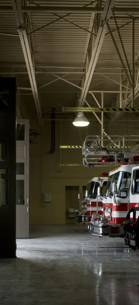 Fire trucks at City of Shawnee Justice Center and Fire Station