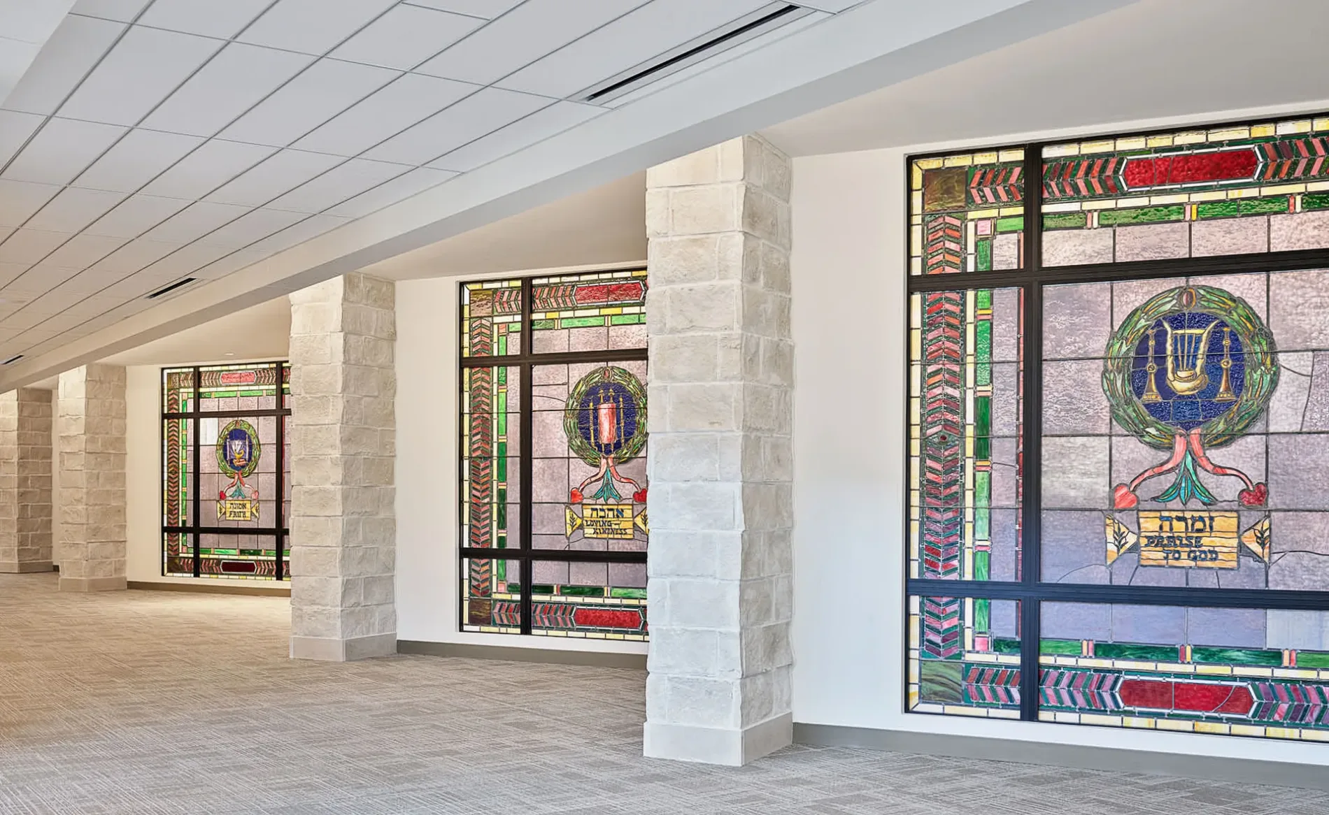 The Temple, Congregation B’nai Jehudah stained glass windows