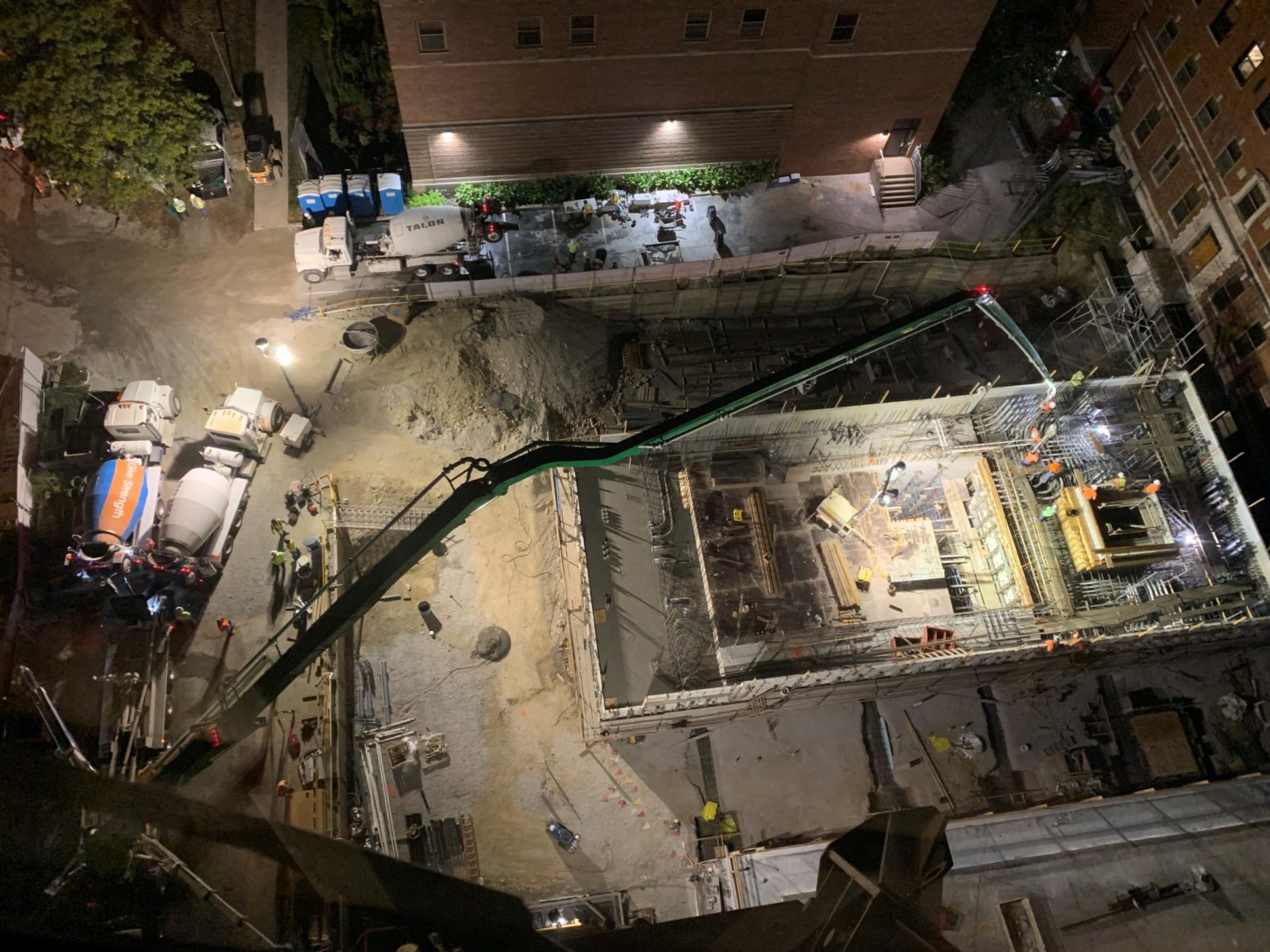 Middle of the night concrete pour 8 at Proton Therapy