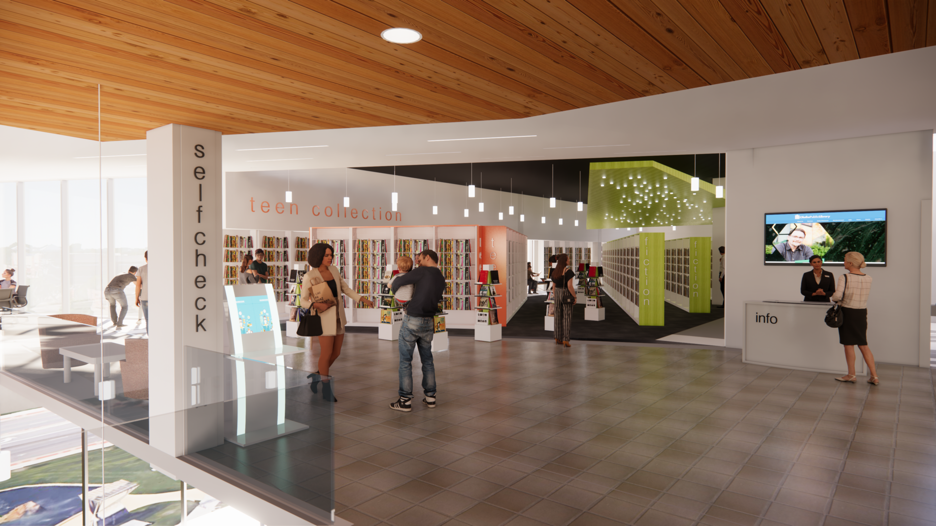 A rendering of Olathe Downtown Library, a McCownGordon Construction project