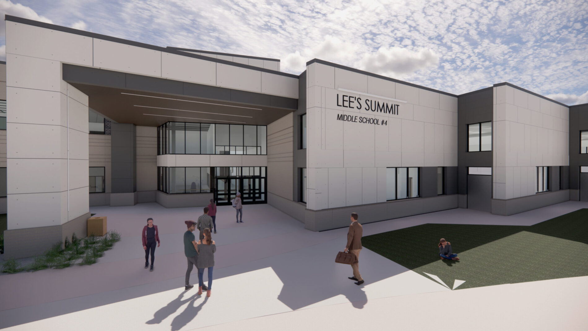 Rendering of Lee's Summit East Trails Middle School, a new building McCownGordon is constructing.