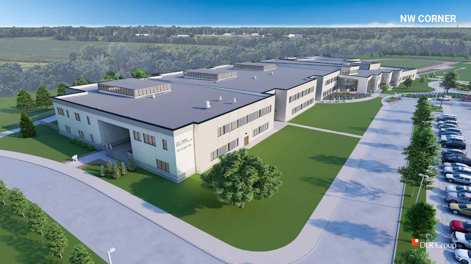 Rendering of Lee's Summit East Trails Middle School, a new building McCownGordon is constructing.