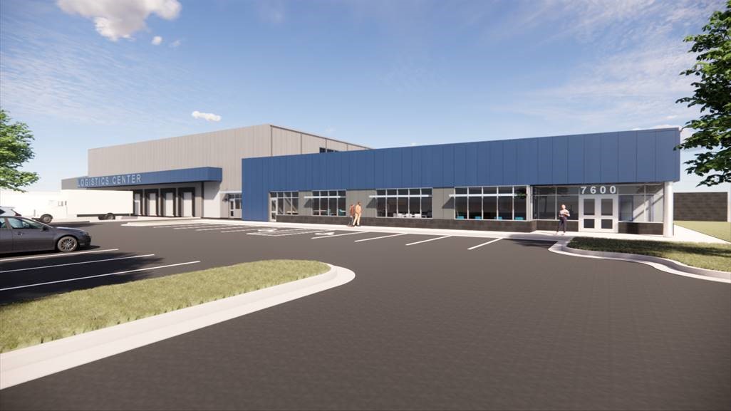 A rendering of the Blue Valley Logistics Center being constructed by McCownGordon