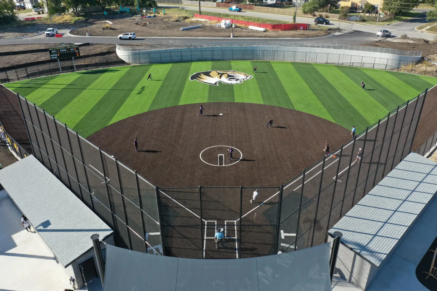 Drone photo of the athletic complex at Lee's Summit East Trails Middle School built by McCownGordon