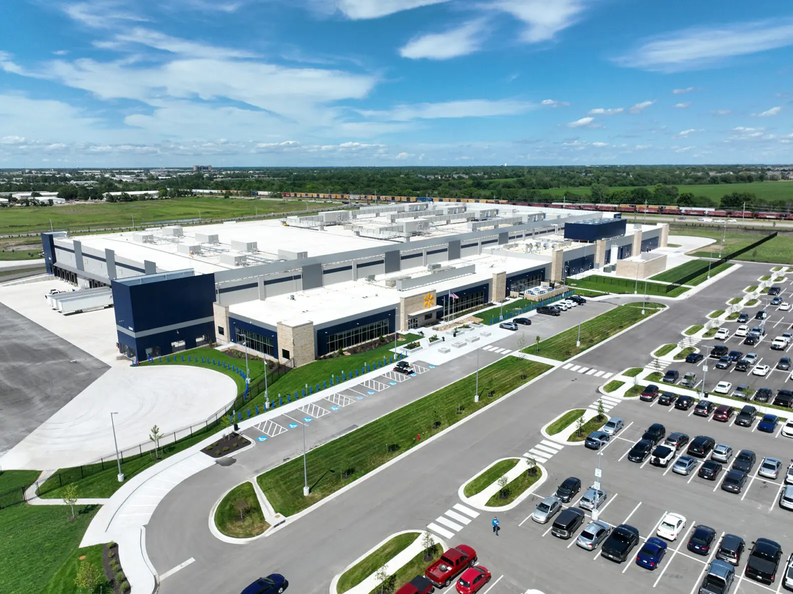 Drone photo of Walmart's Case-Ready beef facility in Olathe, Kansas built by McCownGordon