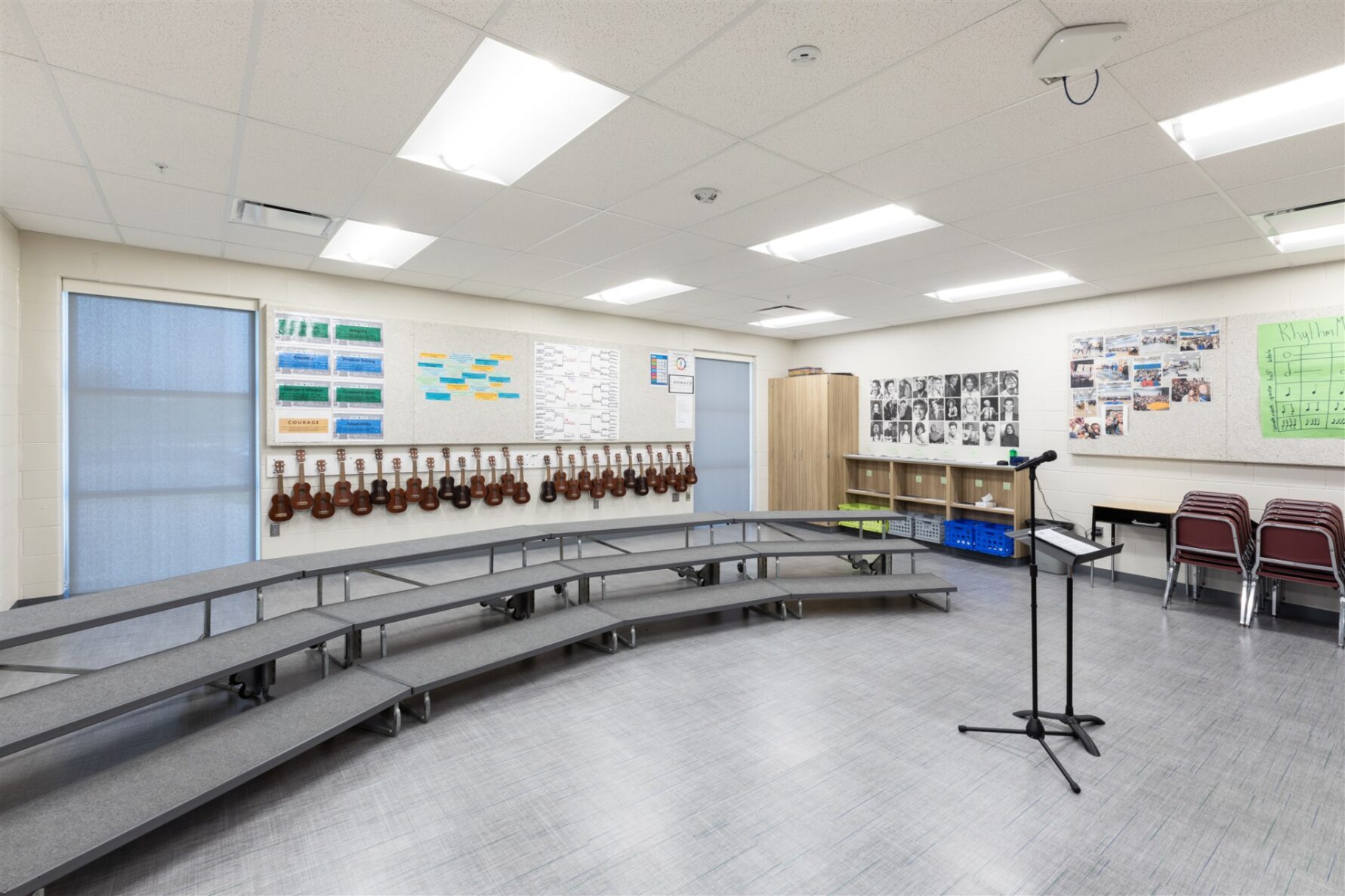 The choir classroom at the Gateway 6th Grade Center, renovated by McCownGordon