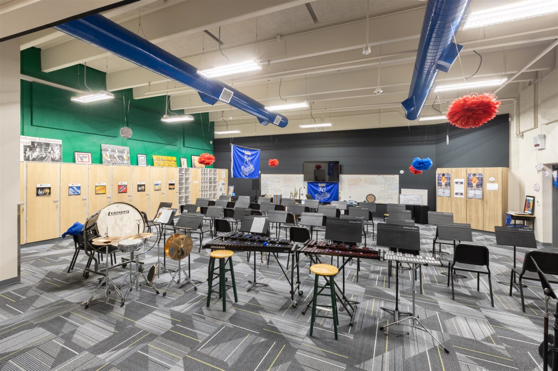 The choir room at the NKC Gateway 6th Grade Center, renovated by McCownGordon Construction