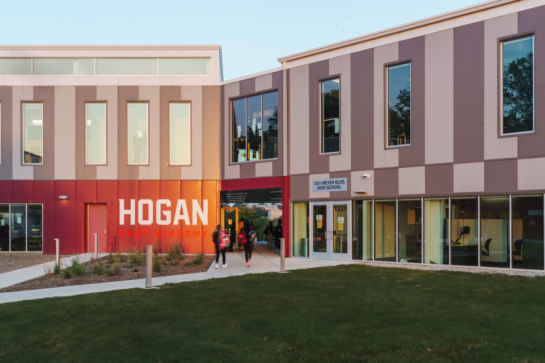 Exterior shot of Hogan Prep High School, built by McCownGordon Construction in Kansas City, MO