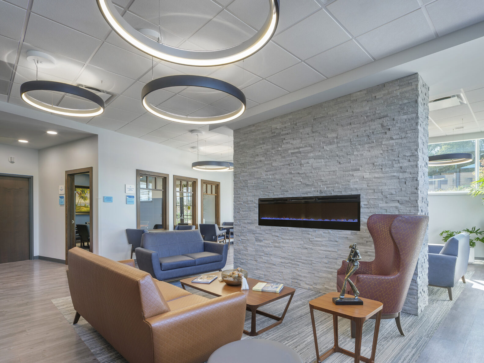 Lobby area to PACE KC Swope Health Adult Wellness Center, built by McCownGordon Construction