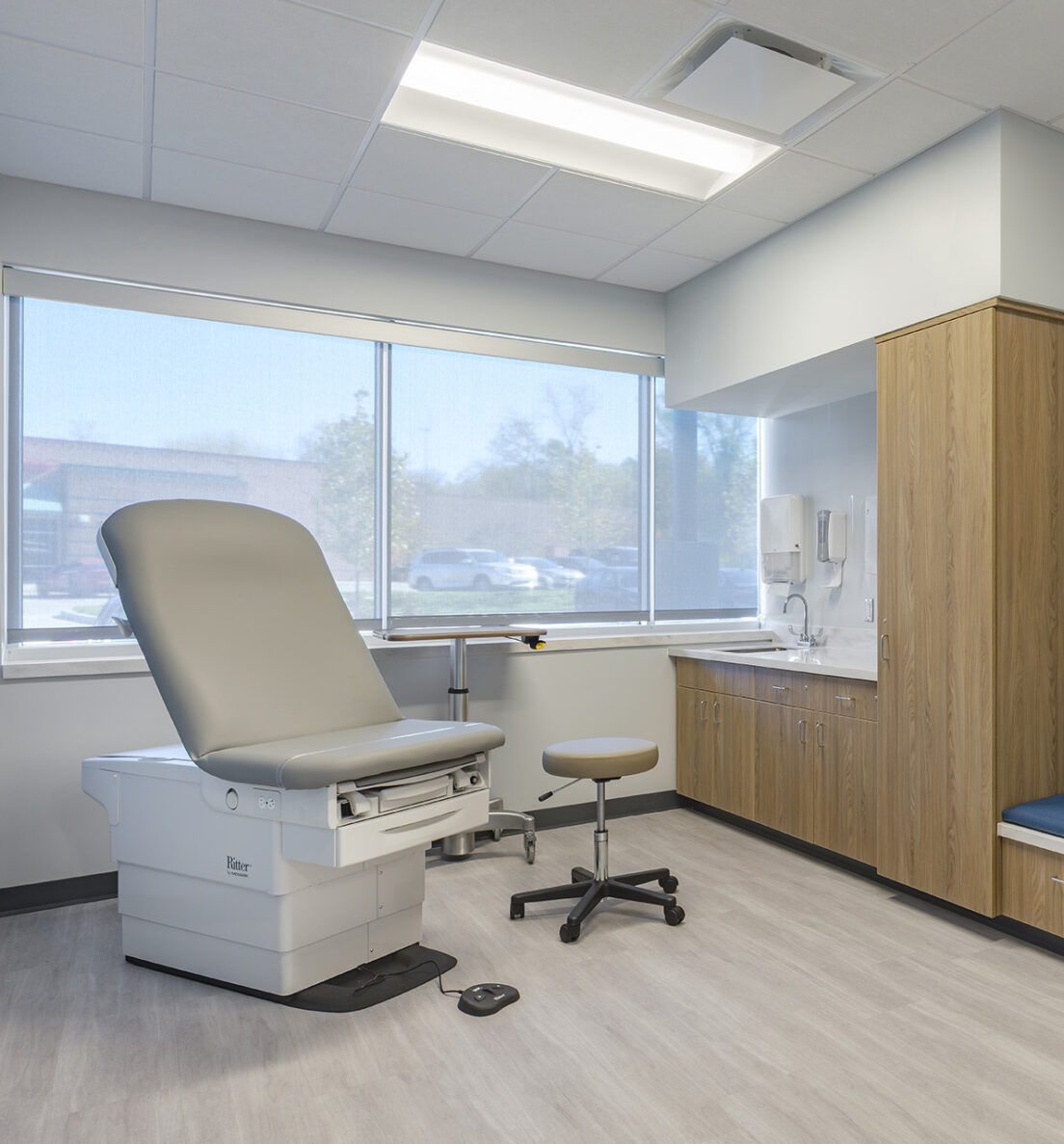 Patient room at PACE KC Swope Health Adult Wellness Center, built by McCownGordon