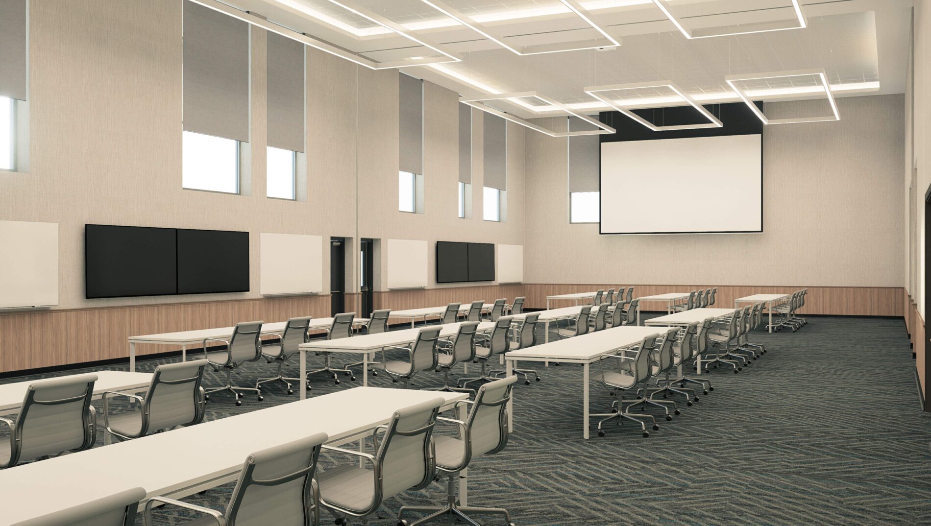 A rendering of a conference room at the student transportation and logistics center at Irving ISD