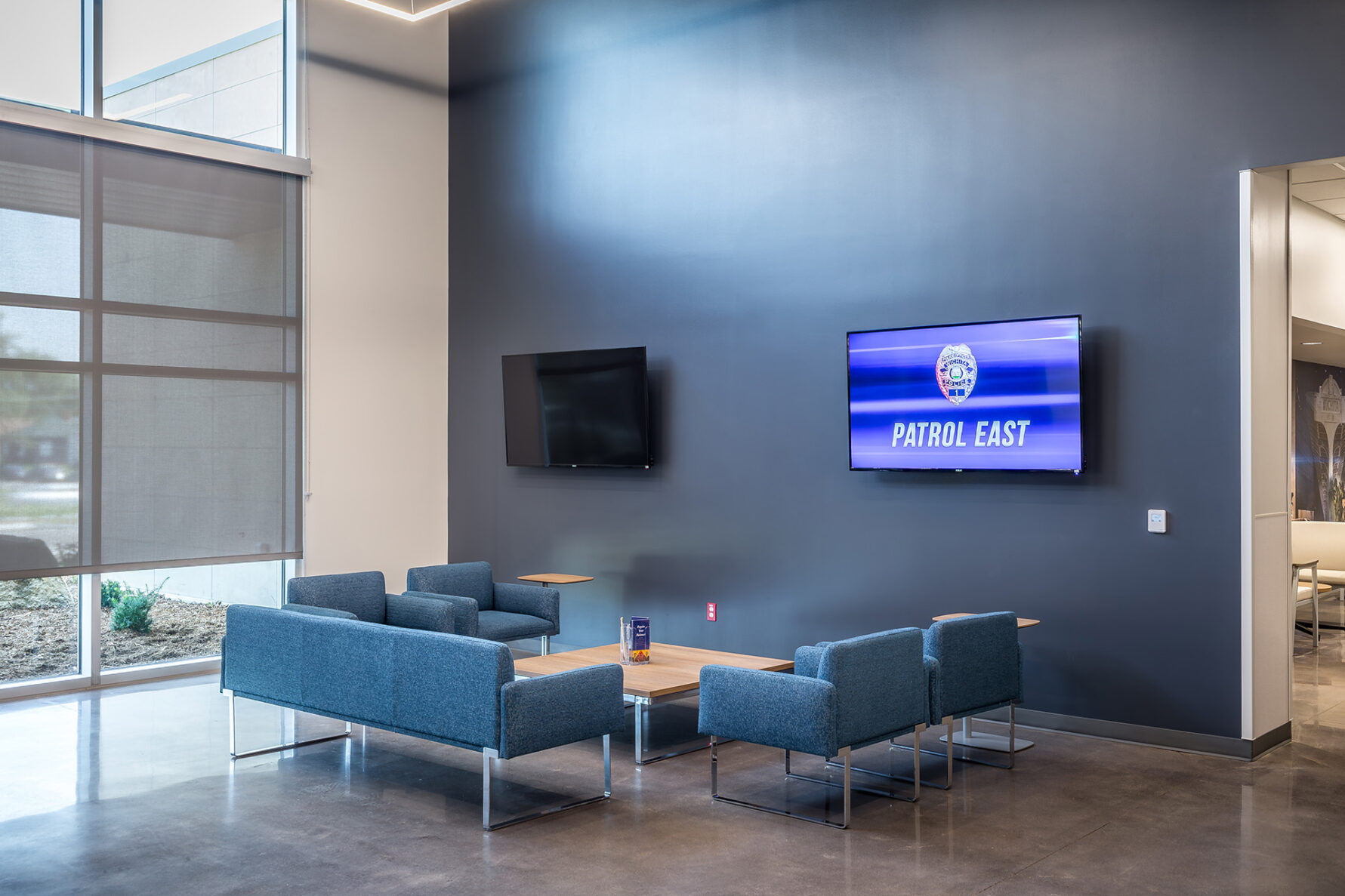 Lobby in Wichita Patrol East Substation built by McCownGordon Construction.