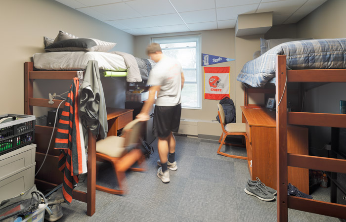 A student in his dorm room at William Jewell college