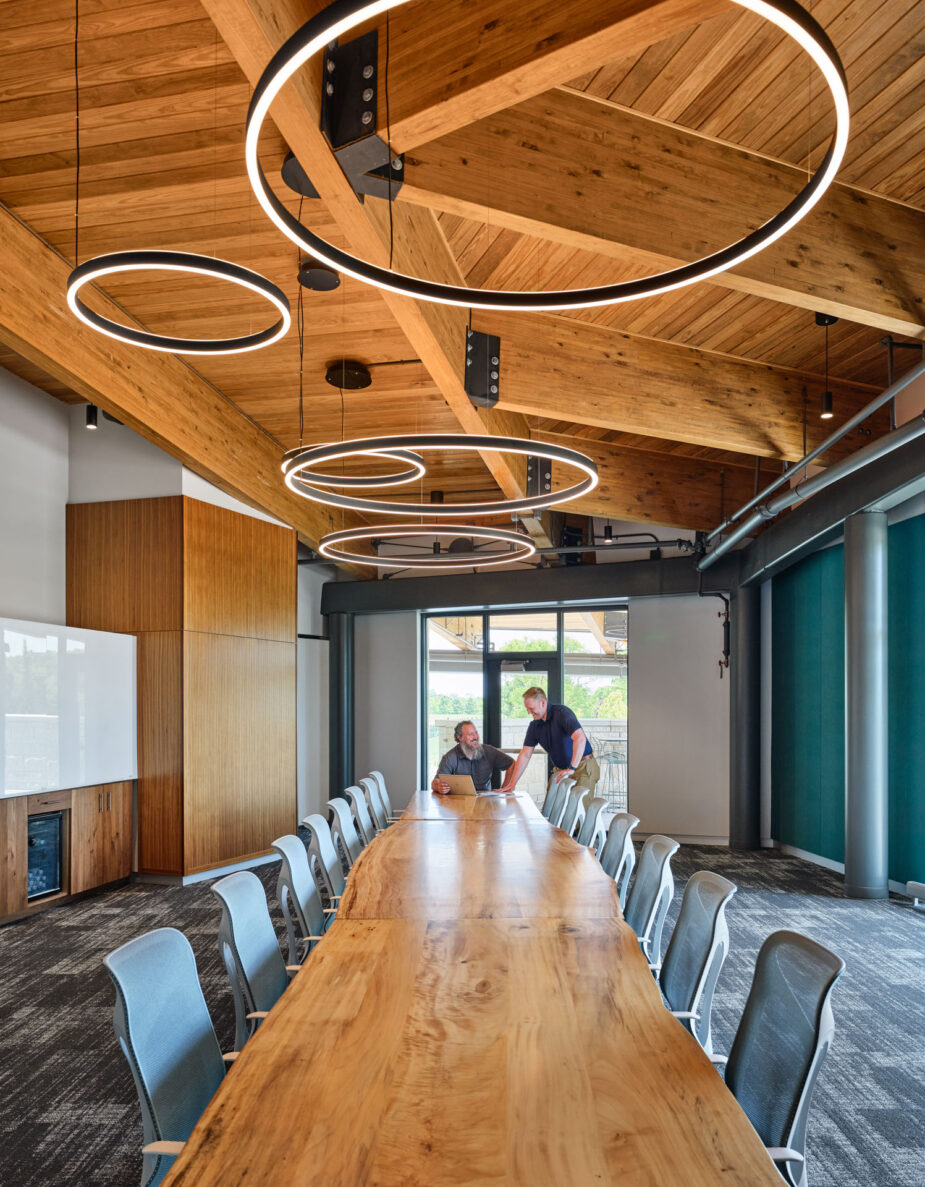 City of Overland Park Arboretum - conference room with Mass timber ceiling