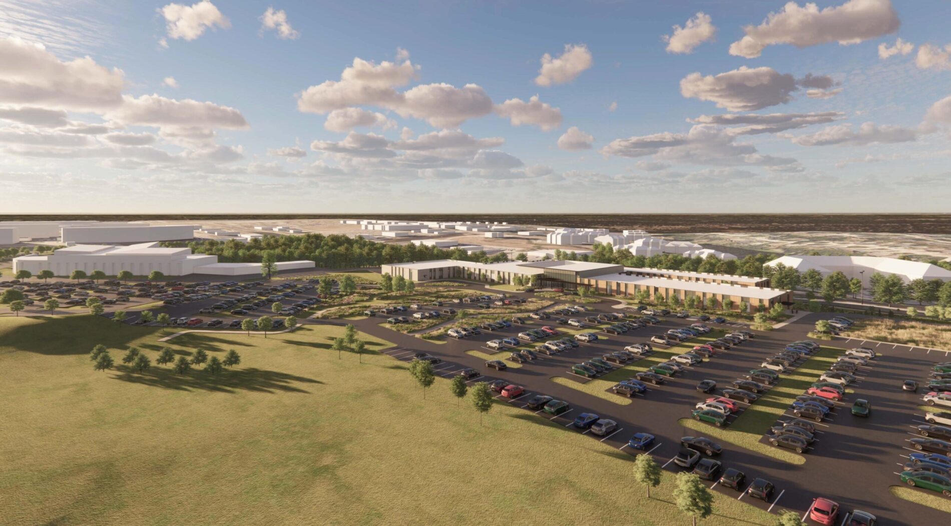 A rendering of the site for the new Johnson County Health Services Building