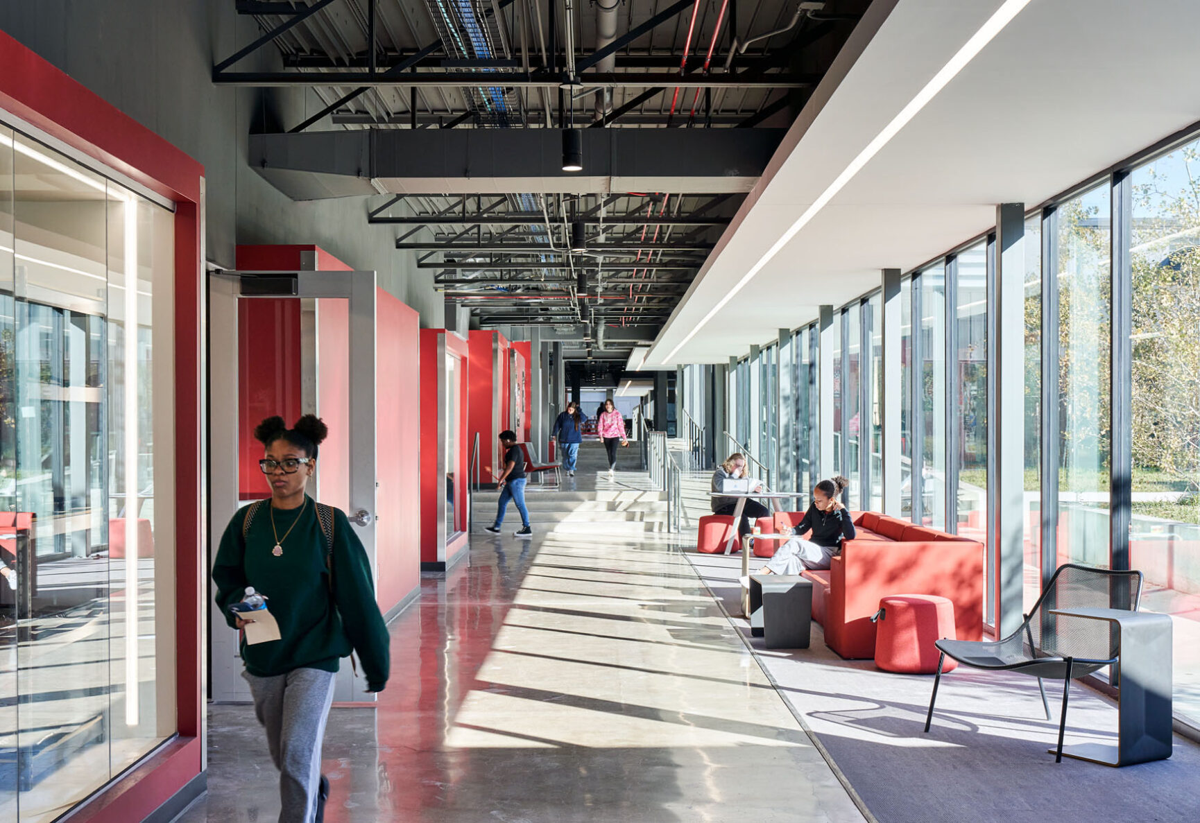 Lawrence High collaboration space and hallway