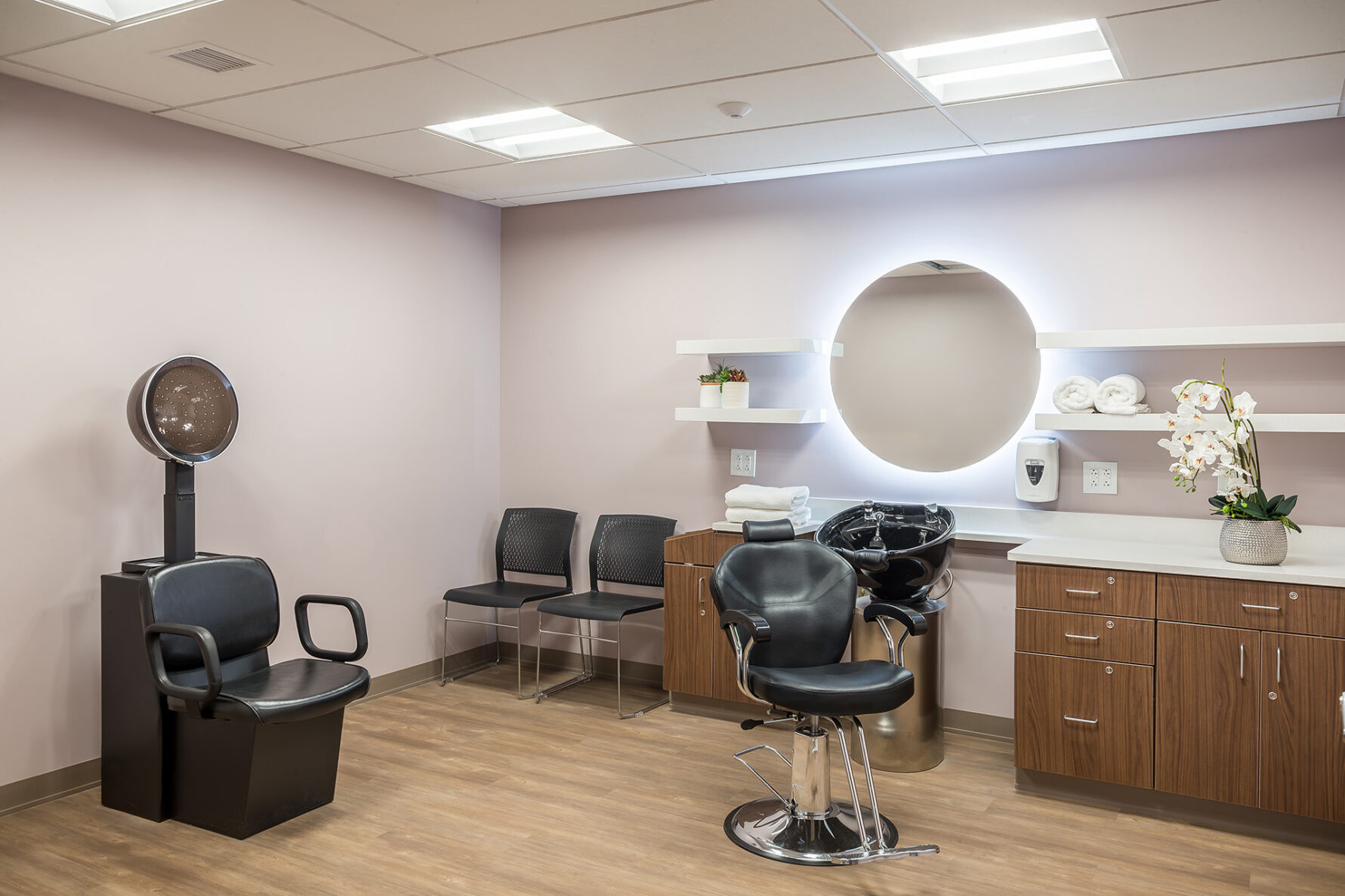 Hair salon for senior residents living at the Logan Intergenerational Family Education Center.