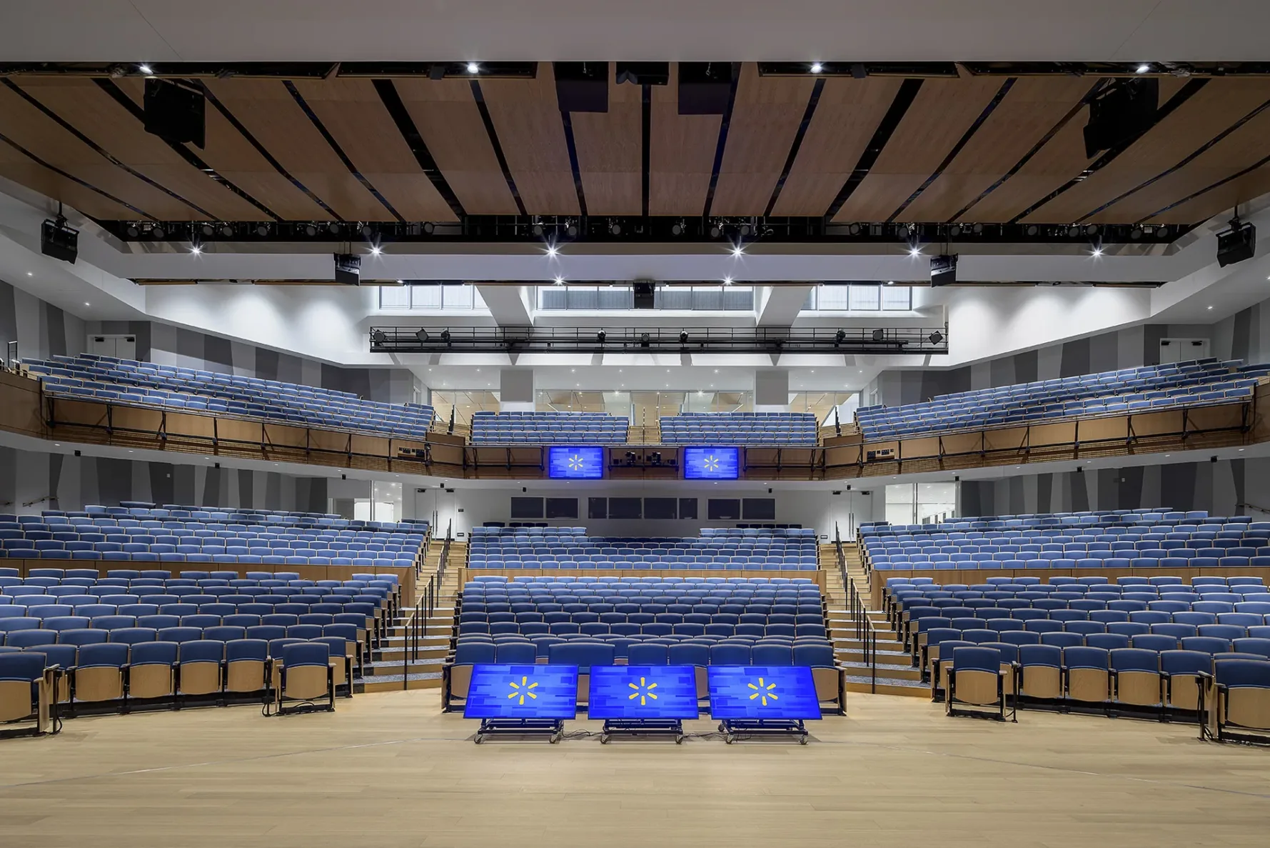 Large empty auditorium at Walmart's Sam Walton Hall