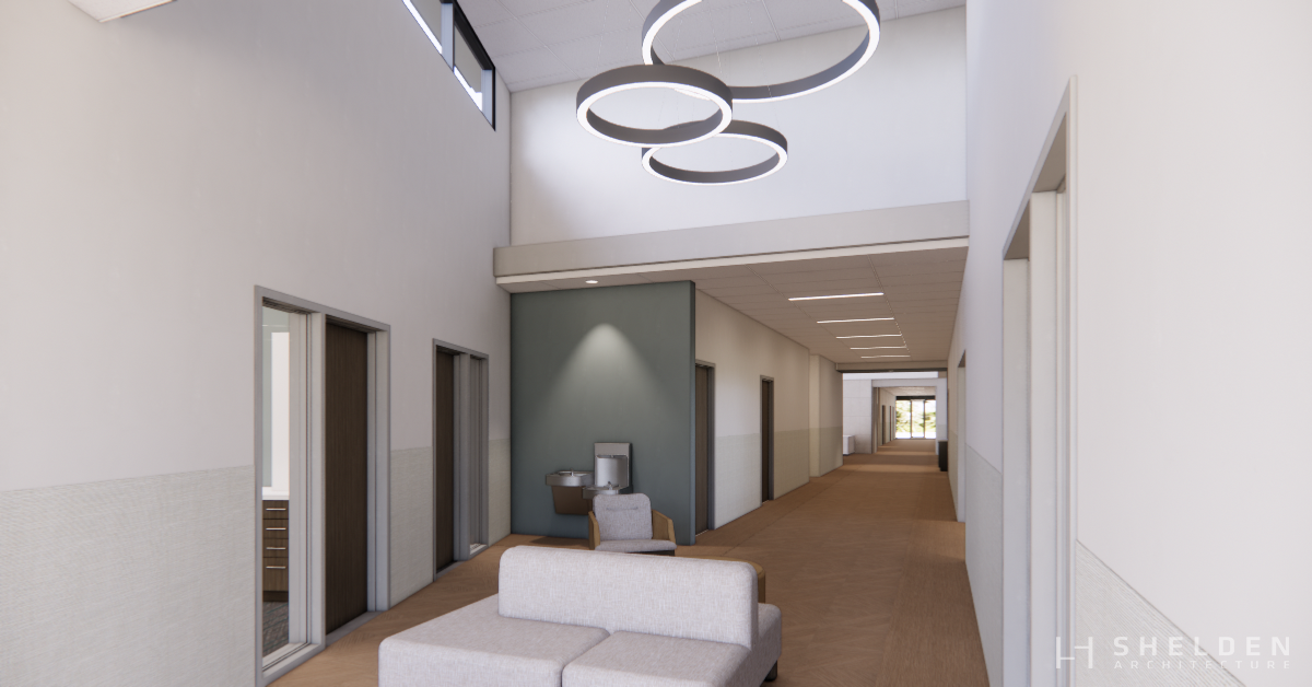 Rendering of a searing area in the community space of the Park City Senior Center