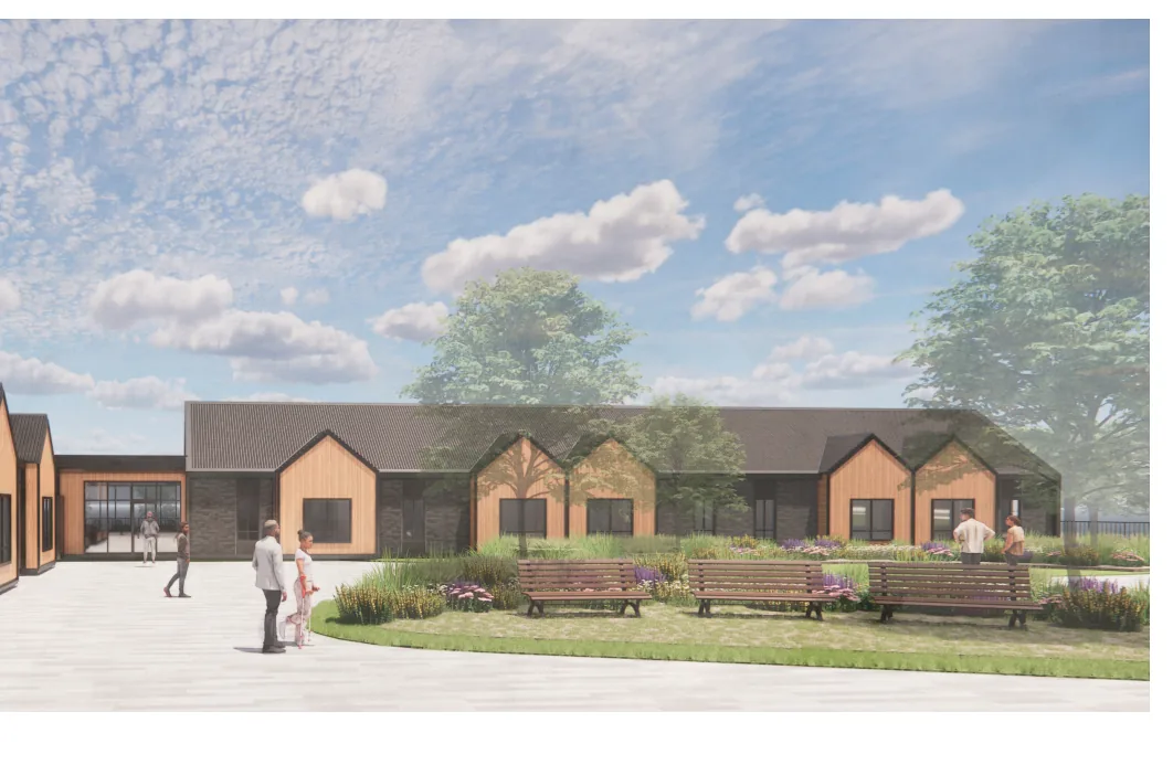 Renderings of group homes for behavioral health services at Swope Health Village