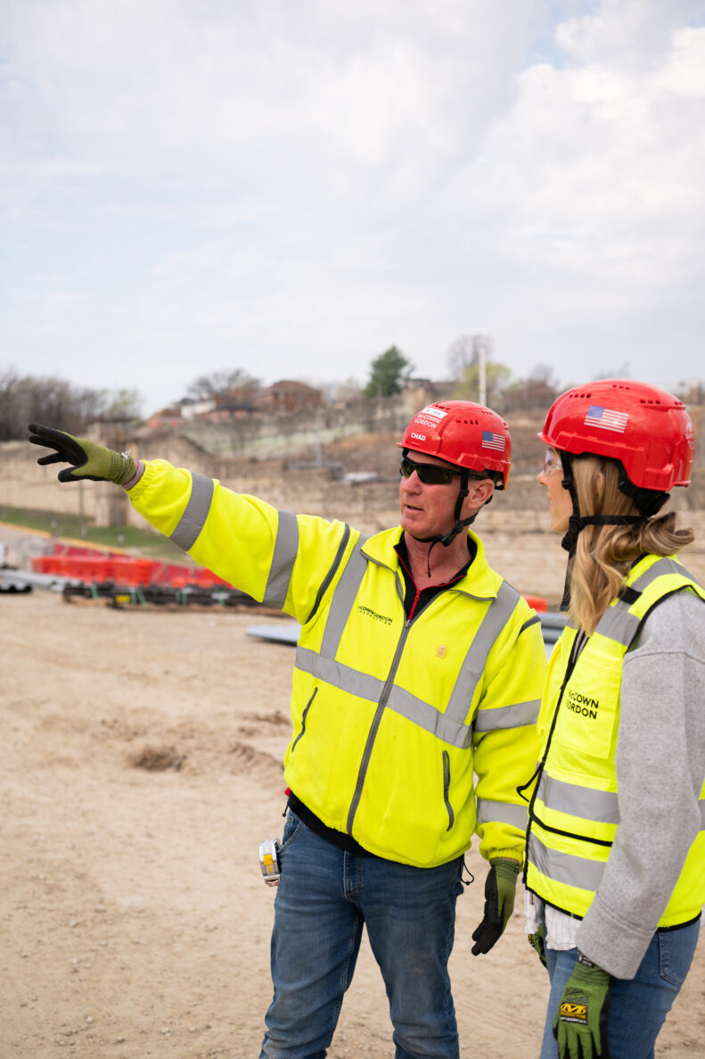 McCowngordon workers pointing at jobsite