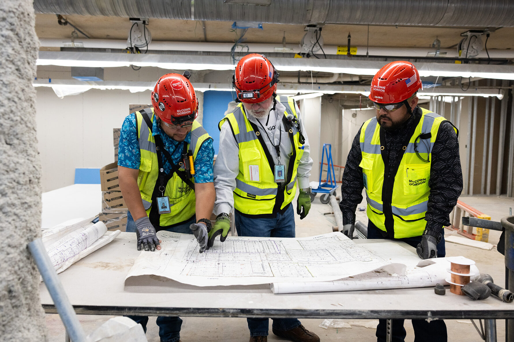 McCownGordon associates collaborating on jobsite.
