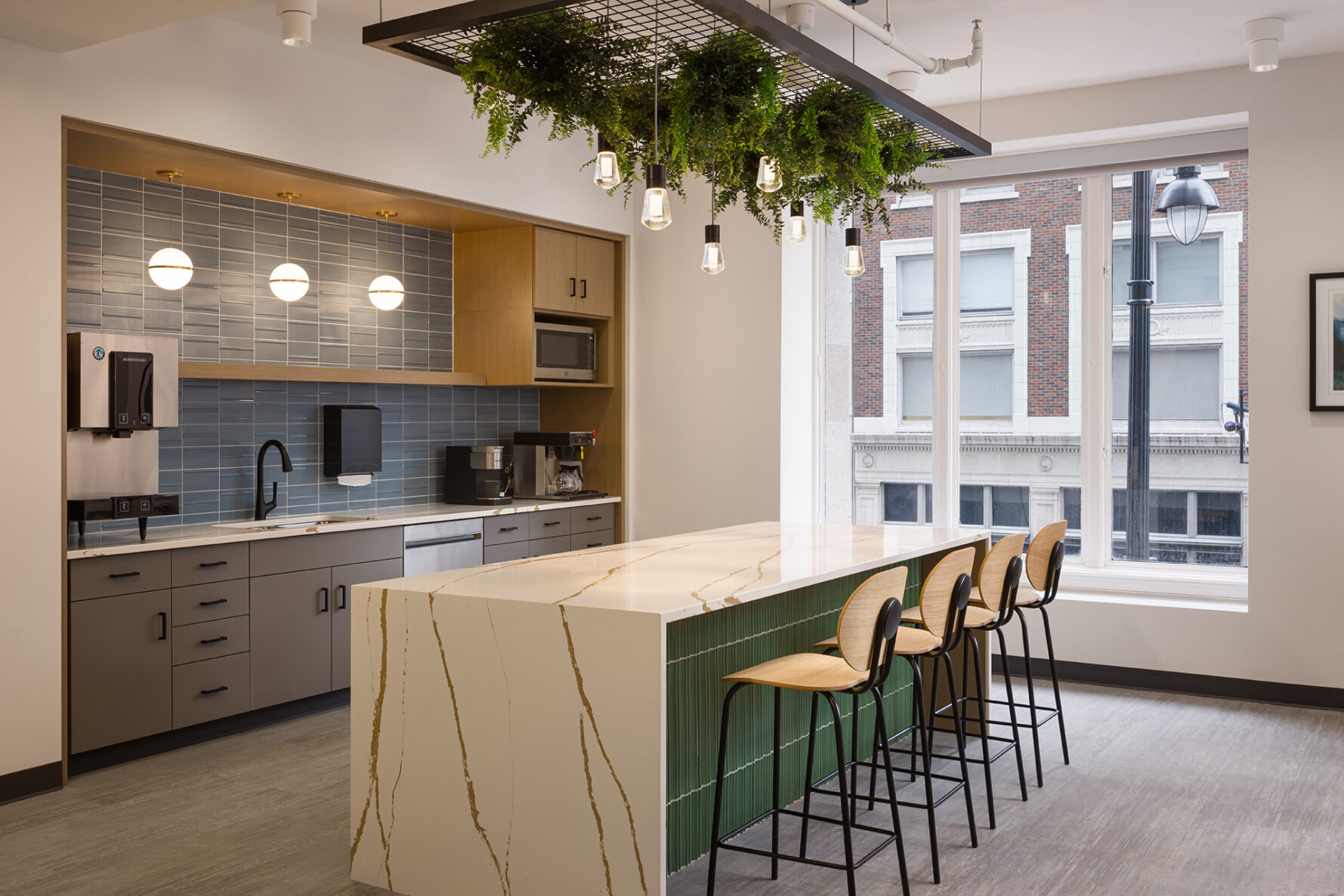 Kitchen area for employees at Commerce Bank built by McCownGordon Construction