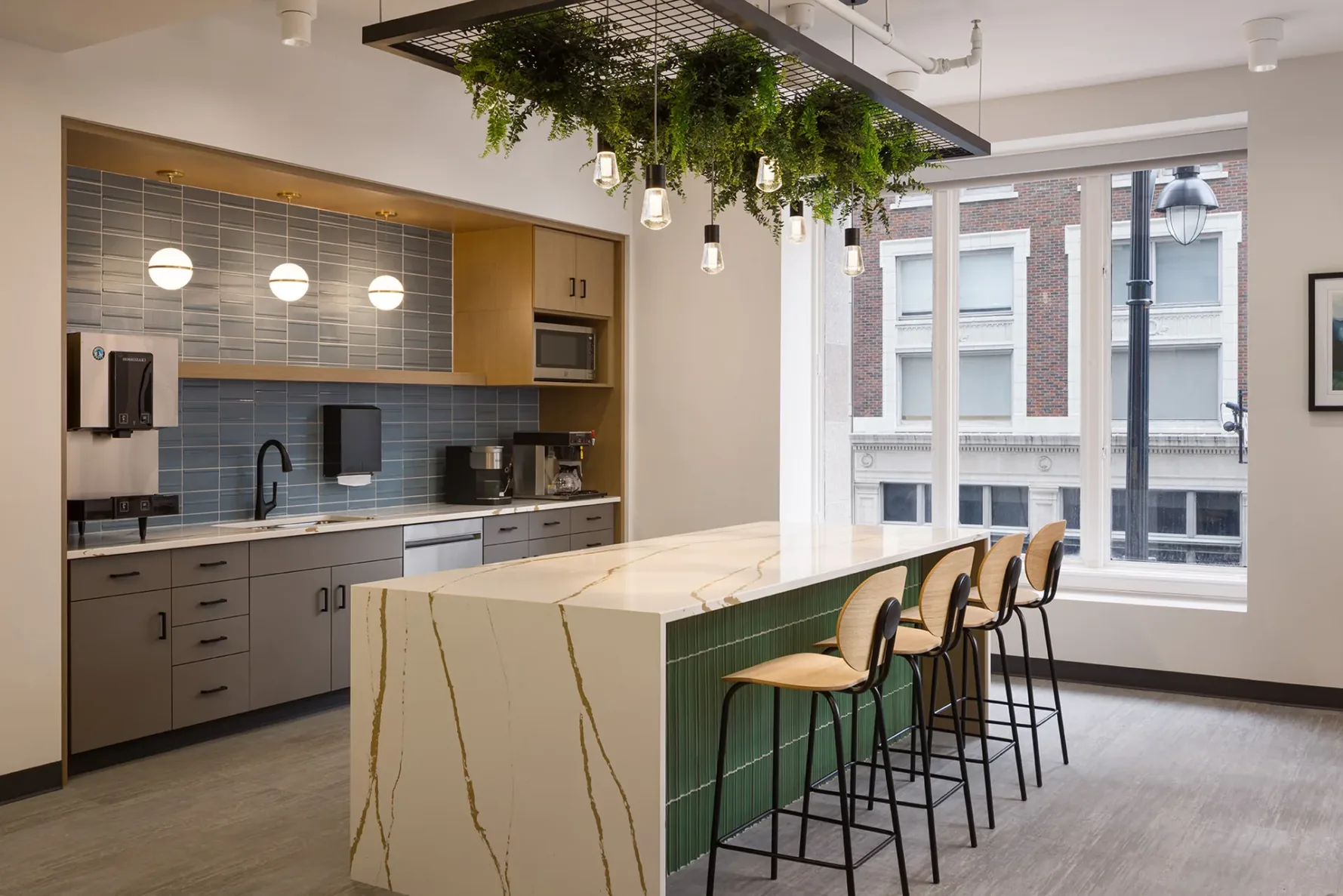 Kitchen area for employees at Commerce Bank built by McCownGordon Construction
