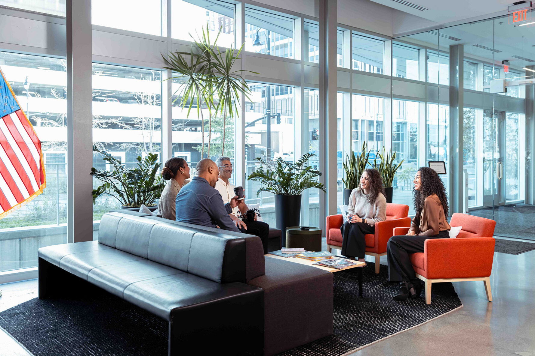 McCownGordon Construction associates sitting and chatting.